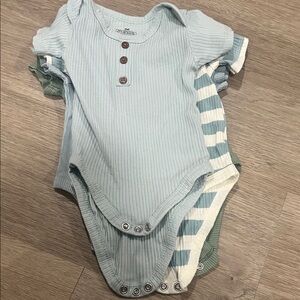 Baby Boy Ribbed Bodysuit with Buttons Set (4pcs) 3 months